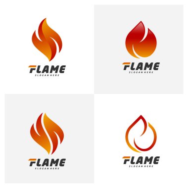 Ateş alevi logosu dizayn vektör şablonu. Kırmızı damla Logotype konsept simgesi.