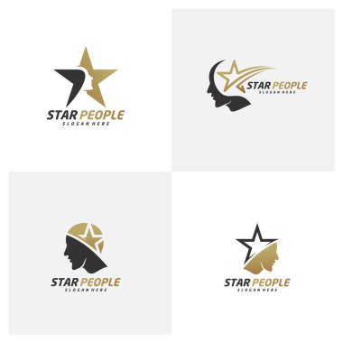 Star People logo tasarım şablonu, Zarif Yıldız logo tasarım vektörü