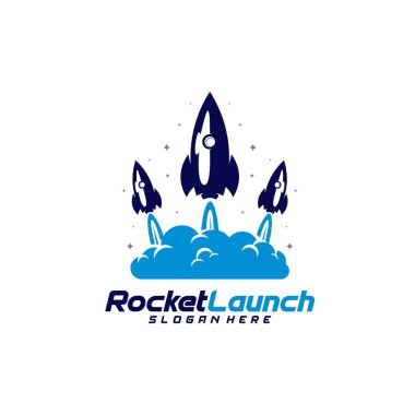 Roket fırlatma logosu tasarım konsepti, Roket geliştirme teknolojisi logo şablonu, simge, yaratıcı tasarım