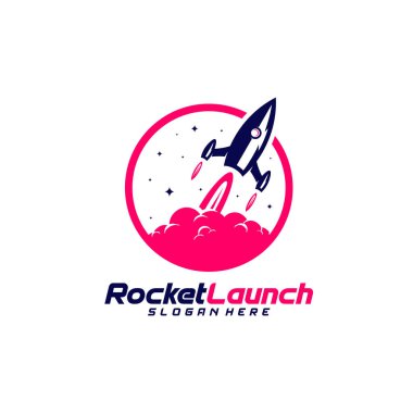 Roket fırlatma logosu tasarım konsepti, Roket geliştirme teknolojisi logo şablonu, simge, yaratıcı tasarım