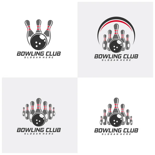 Set Von Bowling Logo Design Konzept Vektor Vorlage Emblem Turnier — Stockvektor