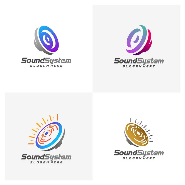 Conjunto Vector Diseño Logotipos Del Sistema Sonido Plantilla Logotipo Sonido — Vector de stock