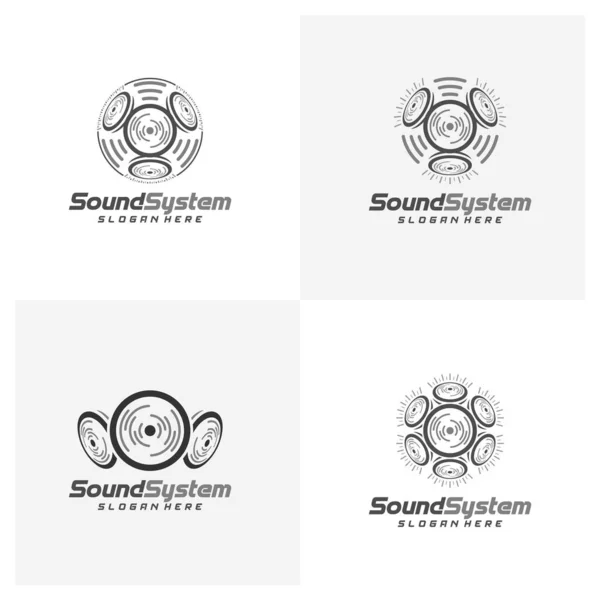 Conjunto Vector Diseño Logotipos Del Sistema Sonido Plantilla Logotipo Sonido — Vector de stock
