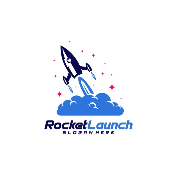Concepto Vector Diseño Logotipo Lanzamiento Cohete Plantilla Logotipo Tecnología Avanzada — Vector de stock
