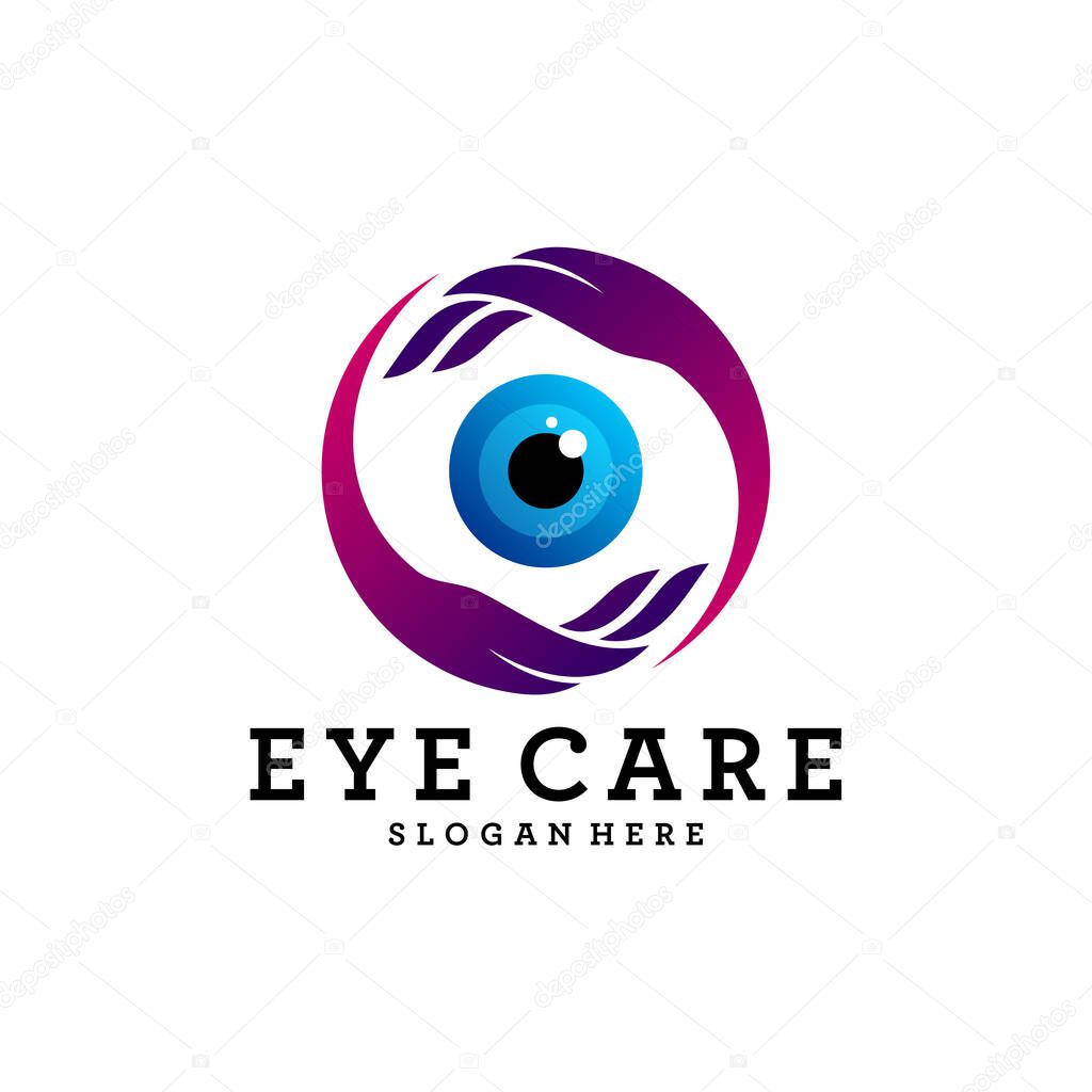 Creative Care Eye Concept Logo Design Template, Eye Care logo design Vector, Icon Symbol