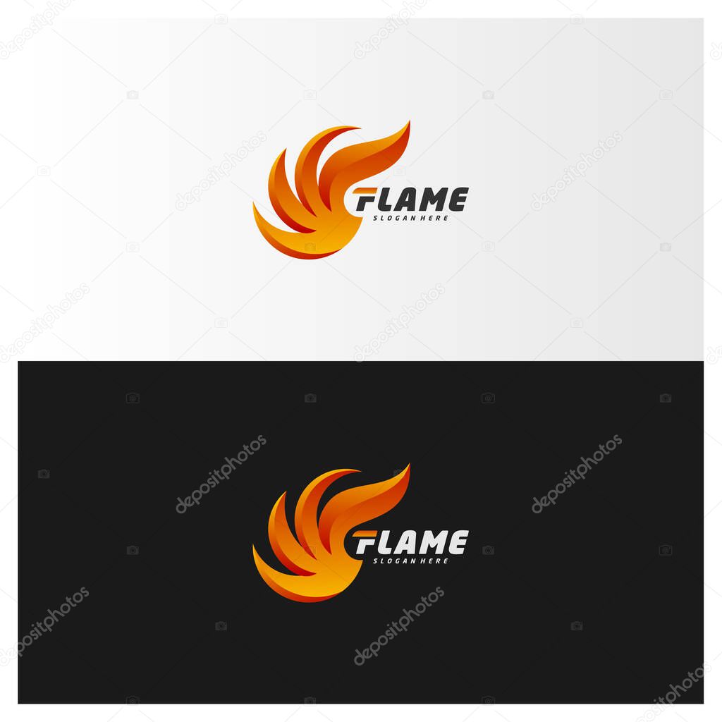 Fire Flame Logo design vector template. Red drop Logotype concept icon.