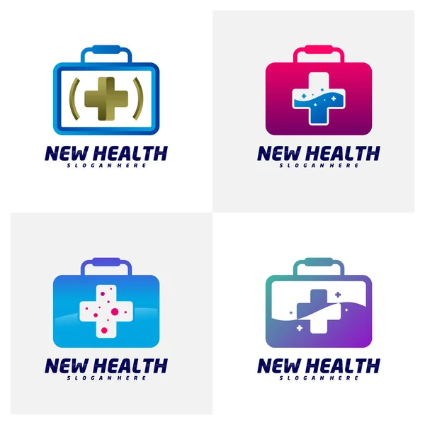 Conjunto Plantilla Diseño Logotipo Bolsa Médica Vector Concepto Logotipo Bolsa — Vector de stock