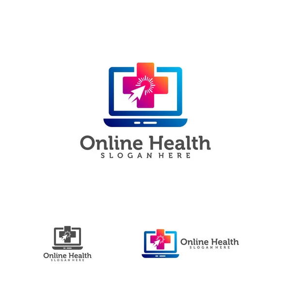 Online Health logo vector designs, Health Touch logo designs concept vector, Simple Health logo template, Arrow with Plus logo icon