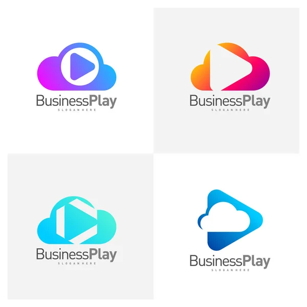 Conjunto Plantillas Vectores Diseño Logotipo Cloud Play Conceptos Logotipo Icon — Vector de stock