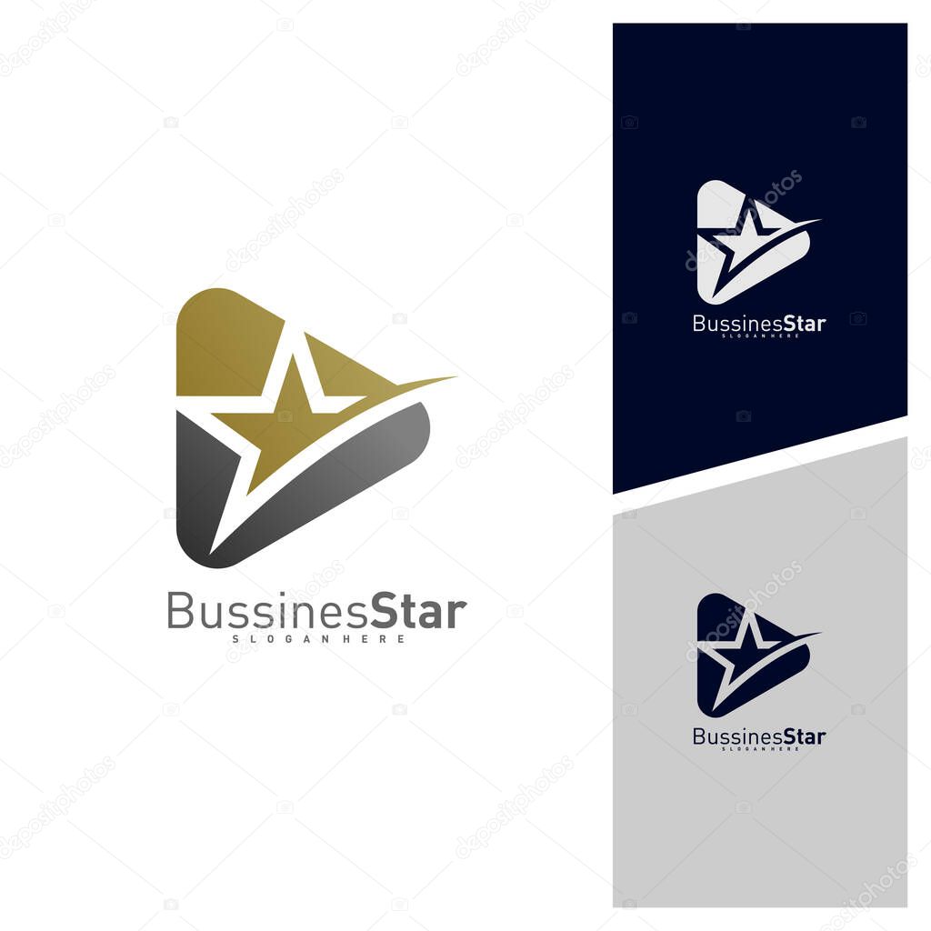 Play Star Logo Template Design Vector, Concept, Creative Symbol, Icon