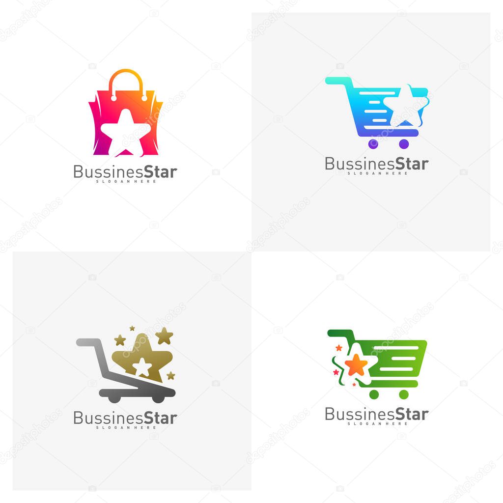 Set of Star Shop Logo Template Design Vector, Concept, Creative Symbol, Icon