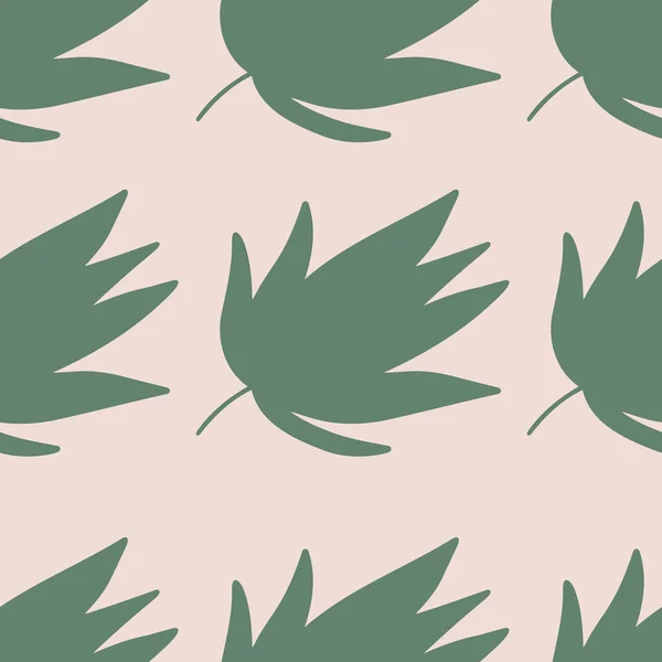 Modèle simple sans couture avec des feuilles tropicales sur fond rose. Couleurs pastel tendance. Illustration vectorielle. — Image vectorielle