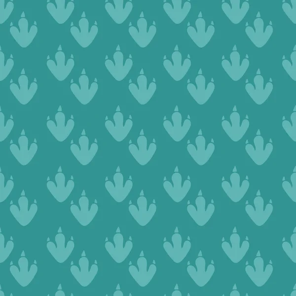Vektornahtloses Muster mit grünen Dinosaurier-Fußabdrücken. Ideal zum Drucken auf Textilien, Scrapbooking und Tapeten. — Stockvektor
