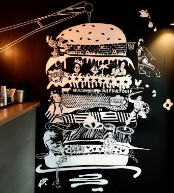 Hamburg, Almanya'da duvarda Hamburger illüstrasyon