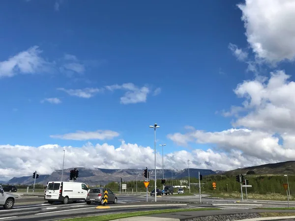 Estrada Com Uma Bela Vista Islândia — Fotografia de Stock