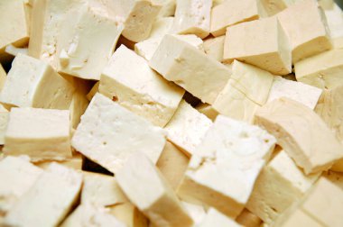 Beyaz çiğ tofu soya peyniri, doğu yemekleri.