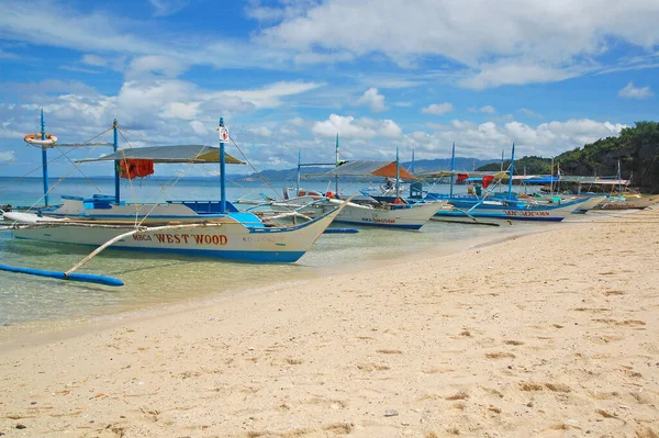 Aklan Sept Ilig Iligan Beach Passagierboote Auf Der Insel Boracay — Stockfoto