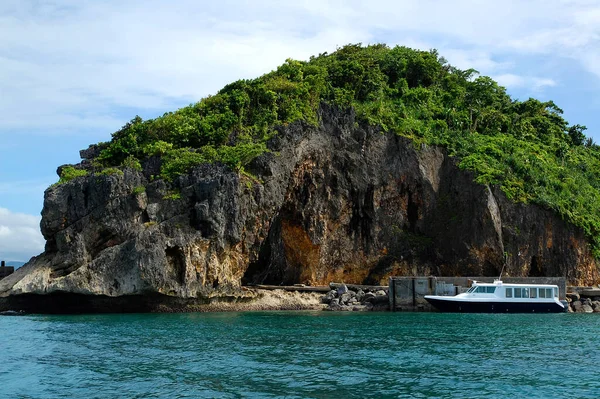 Felsformation Und Boot Auf Der Insel Boracay Aklan Philippinen — Stockfoto