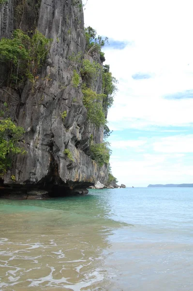 Известняковые Скалы Деревьями Видом Море Puerto Princesa Palawan Филиппины — стоковое фото