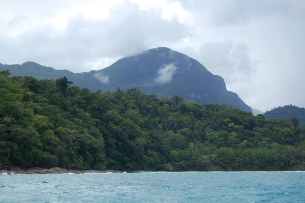 Mountain Rock Formation Trees Sea Scenic Nature View Puerto Princesa — Stock Photo, Image