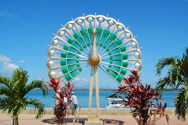 Palawan Dic Puerto Princesa City Baywalk Park Peacock Statue December — Foto de Stock