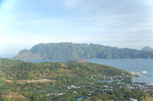 Palawan Março Visão Geral Província Coron Com Montanha Mar Durante — Fotografia de Stock