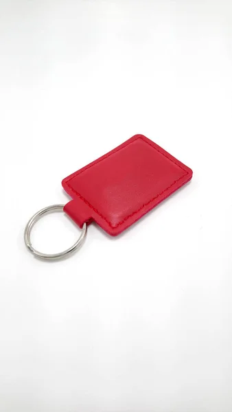 Red Leather Small Portable Fit Your Pocket Keychain — Stock Photo, Image