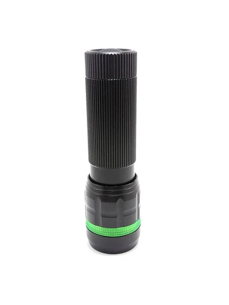 Black Portable Light Emitting Diode Battery Operated Flashlight — Stock Photo, Image