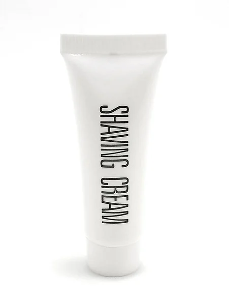 Disposable Shaving Cream Plastic Tube Use Put Hairy Face — Stock Photo, Image
