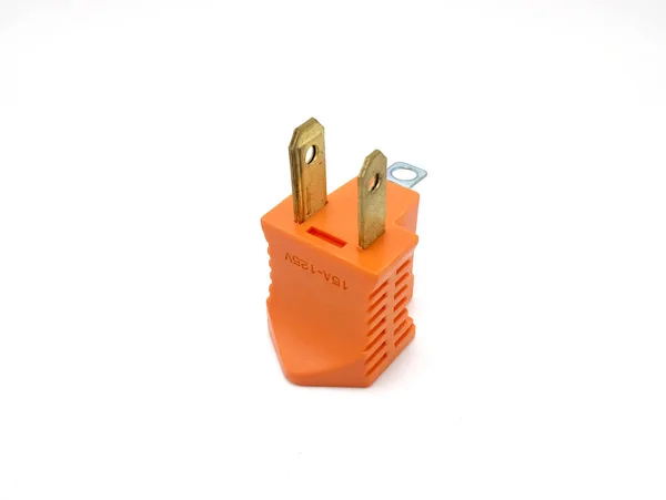 Orange Two Prong Electrical Plug Insert Outlet — Stock Photo, Image