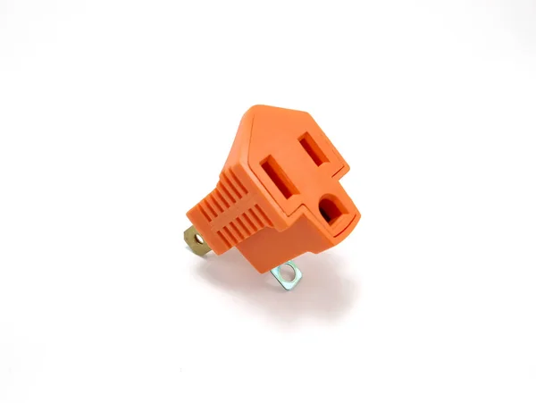 Orange Two Prong Electrical Plug Insert Outlet — Stock Photo, Image