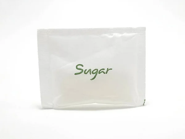 White Sachet Sugar Use Mix Beverages Cooking Foods — Stock Photo, Image