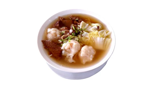 餐馆菜单上有中国牛肉面和无节制的汤 — 图库照片
