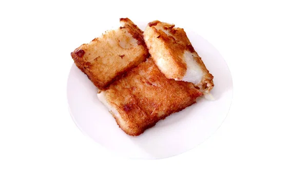Chinesischer Rettichkuchen Auf Kleinem Teller Auf Restaurantkarte — Stockfoto
