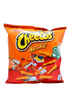 QUEZON CITY, PH - 8 Temmuz - 8 Temmuz 2020 'de Quezon City, Filipinler' de gevrek Cheetos.