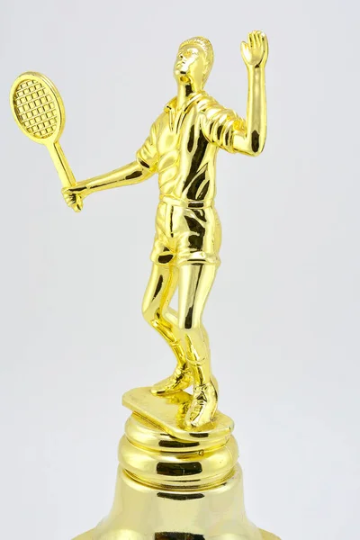 Ouro Badminton Mens Troféu Uso Para Premiar Vencedor Jogo — Fotografia de Stock