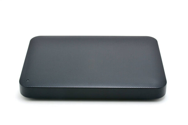 Black portable hard disk drive use to store and save digital files