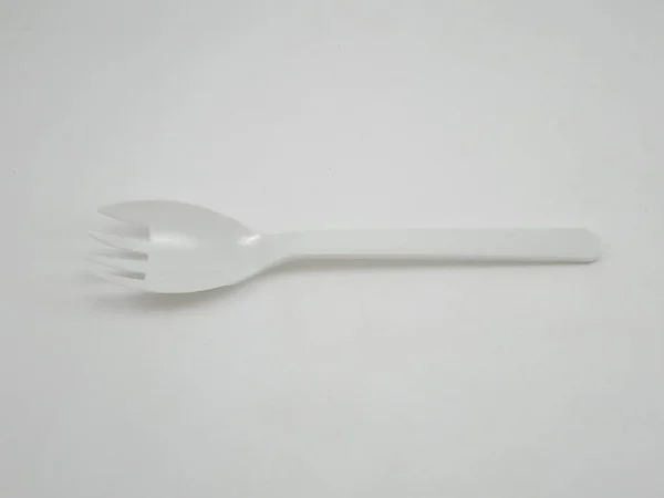 Cuillère Blanche Ustensile Conception Fourchette Pour Manger Repas Sur Restaurant — Photo