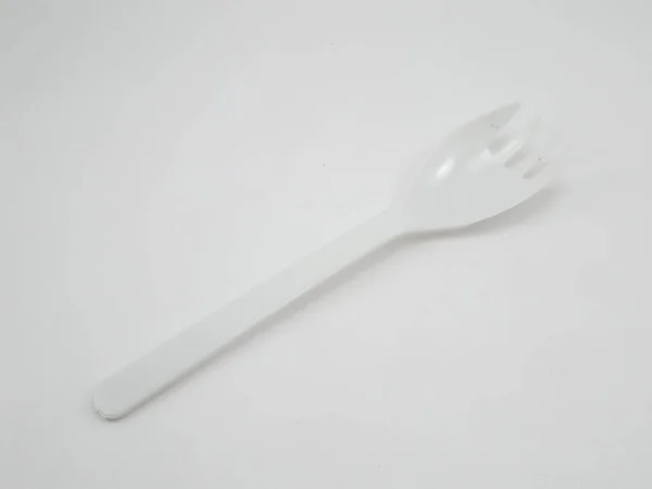 Cuillère Blanche Ustensile Conception Fourchette Pour Manger Repas Sur Restaurant — Photo