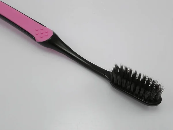 Brosse Dents Poils Plastique Noir Soins Buccodentaires Utilisation Pour Brosser — Photo