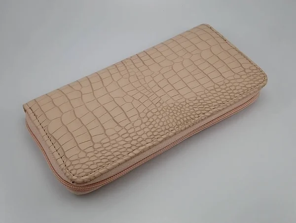 Flesh Color Rough Surface Leather Ladies Wallet Use Put Money — Stock Photo, Image
