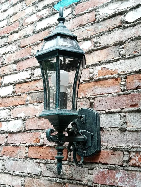 Lâmpada Parede Vintage Uso Para Iluminar Luz Durante Noite — Fotografia de Stock