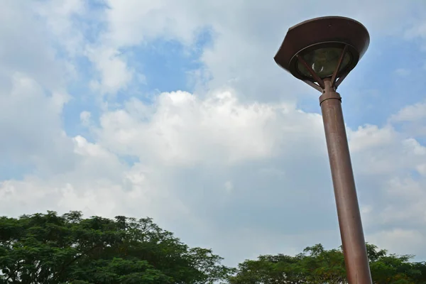 Lâmpada Parque Forma Disco Poste Erguido Parque Nas Filipinas — Fotografia de Stock