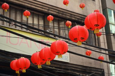 MANILA, PH - 5 Şubat - Çin fenerleri 5 Şubat 2019 'da Manila, Filipinler' de sallanıyordu.
