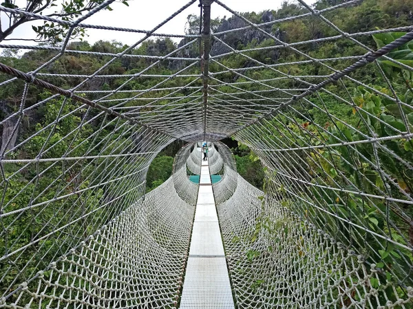 Ponte Sospeso Sospeso Realizzato Con Funi Rizal Filippine — Foto Stock