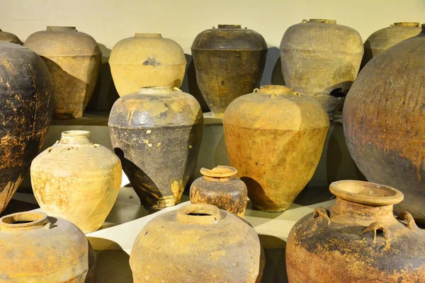 Big clay pot gallon water jar storage display in the national museum