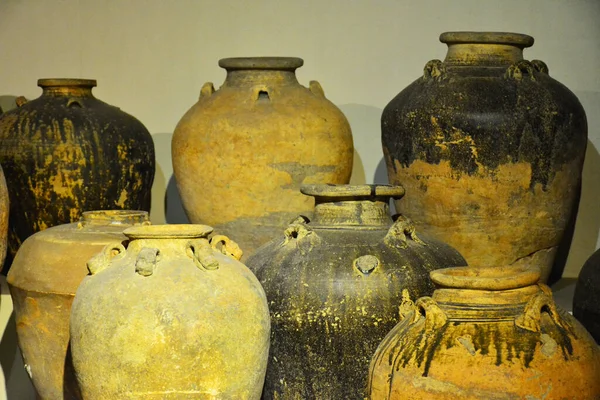 Big clay pot gallon water jar storage display in the national museum