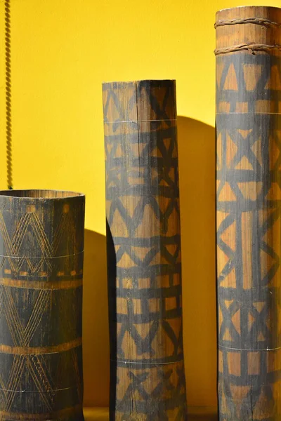 Wood Rice Long Tube Storage Display National Museum — Stock Photo, Image