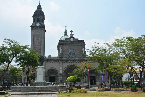 Manila Apr Fasada Kościoła Katedralnego Manili Intramuros Kwietnia 2019 Roku — Zdjęcie stockowe