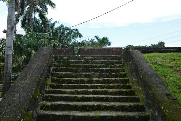 Outdoor stairs made from bricks during Spanish era in the Philippines